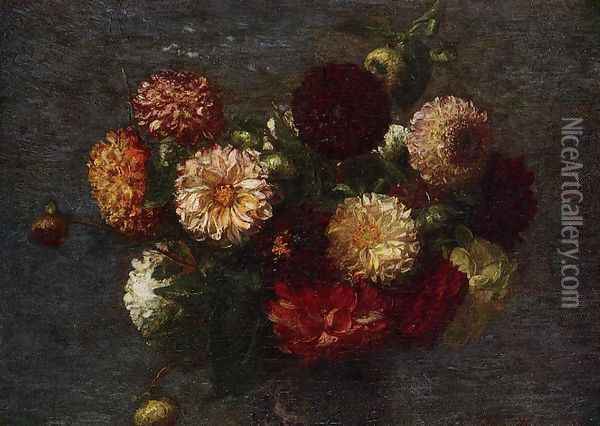 Chrysanthemums II Oil Painting - Ignace Henri Jean Fantin-Latour
