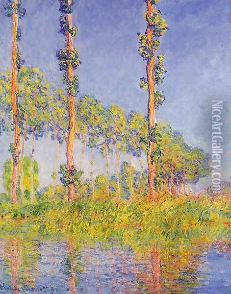 Three Poplar Trees Autumn Effect Oil Painting - Claude Oscar Monet