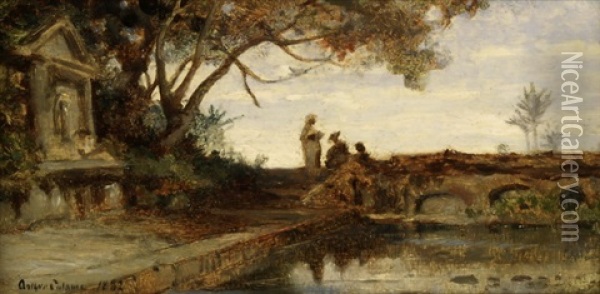 Italienische Landschaft Oil Painting - Jean-Baptiste-Arthur Calame