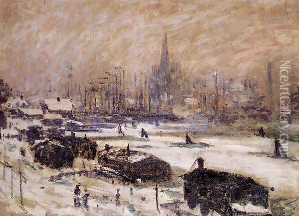 Amsterdam In The Snow Oil Painting - Claude Oscar Monet