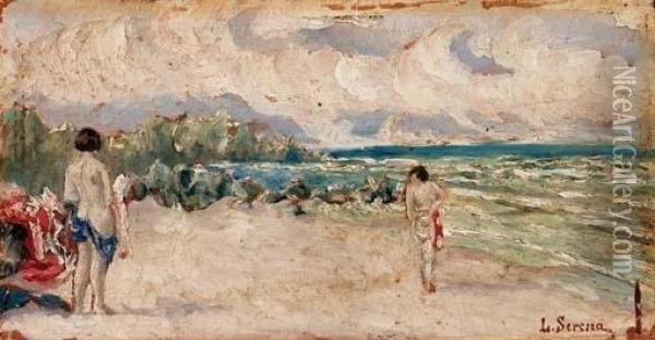 Sulla Spiaggia Oil Painting - Luigi Serena