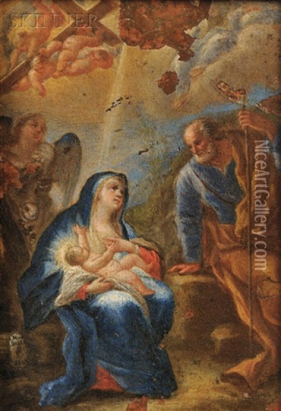 Madonna And Child With Joseph Oil Painting - Hendrik van Balen the Elder