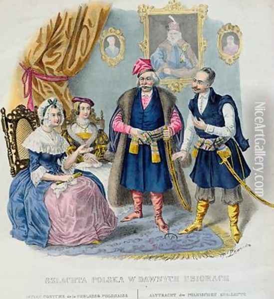 Old Costumes of the Polish Nobility Oil Painting - Jan Lewicki