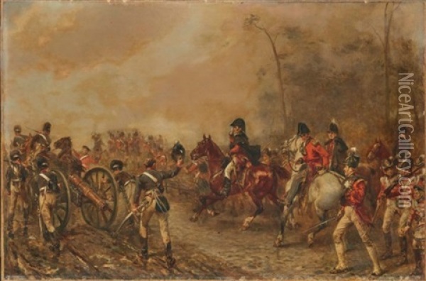 Le Duc De Wellington (1769-1852) Sur La Route De Quatre Bras Oil Painting - Robert Alexander Hillingford