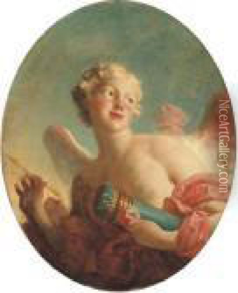 L'amour: Said To Be A Portrait 
Of Marie-catherineromboccoli-riggieri, Called Colombe, As Cupid Oil Painting - Jean-Honore Fragonard