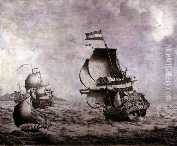 The Warship Overisjsel Oil Painting - Adriaen or Abraham Salm