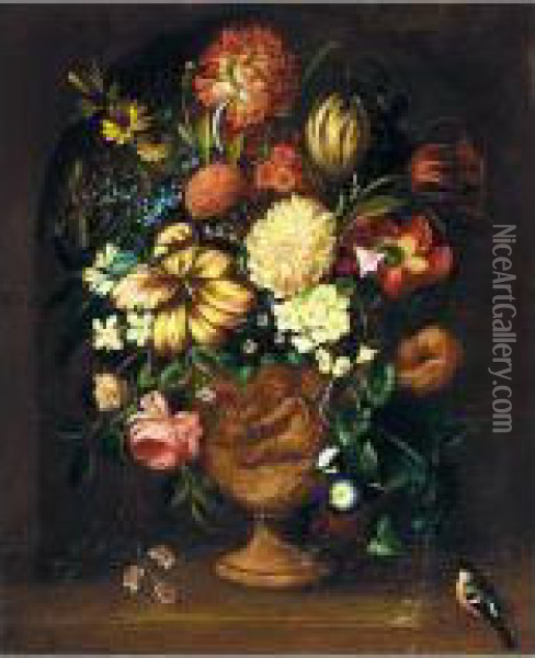 Still Life Of Mixed Flowers Oil Painting - Simon Hardime