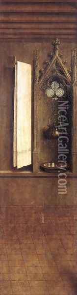 The Ghent Altarpiece- Niche with Wash Basin 1432 Oil Painting - Jan Van Eyck