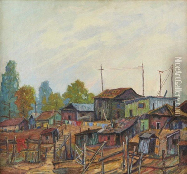 Poverty Flats Oil Painting - Lionel Louis Edwards