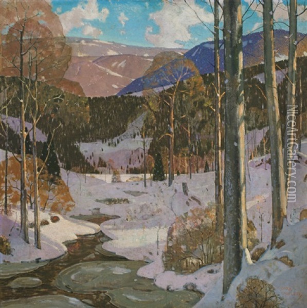 Winter Woods Oil Painting - Carl Lawless