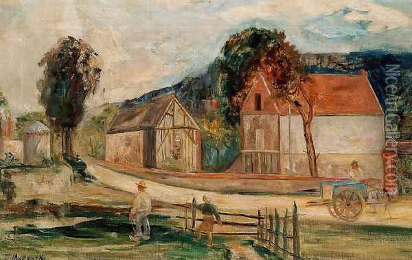 Old farmhouses in a French village Oil Painting - Tadeusz Makowski