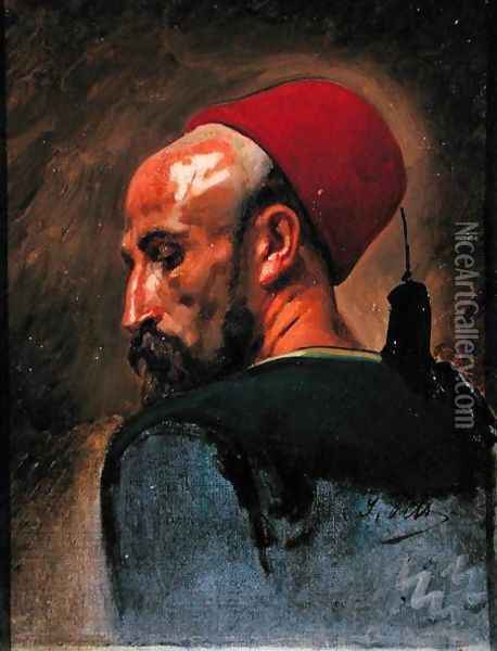 Head of an Arab in a Fez Oil Painting - Isidore Alexandre Augustin Pils