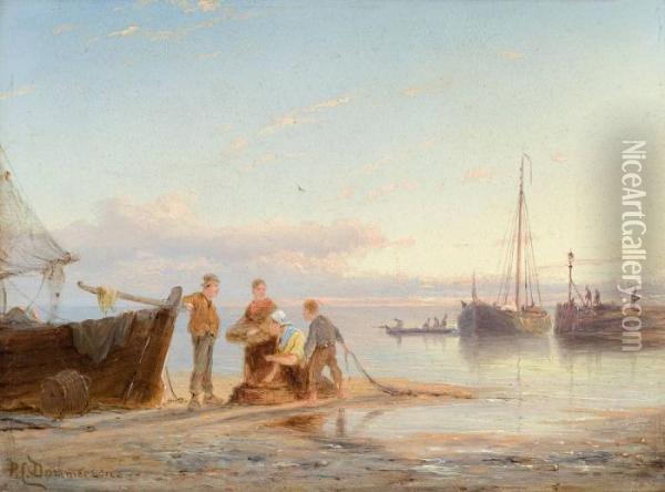 Costal Scene Oil Painting - Pieter Cornelis Dommershuijzen