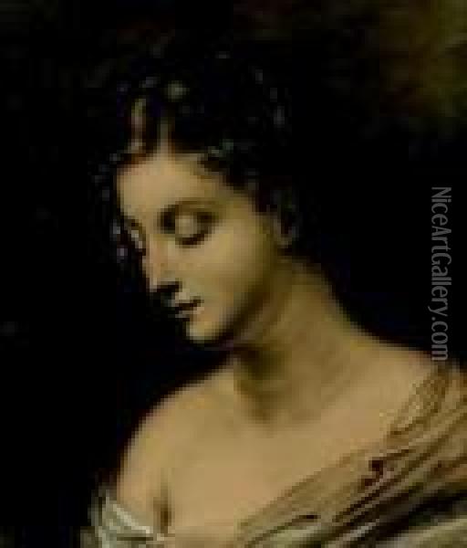 Figure De Femme En Buste, La Tete Inclinee Oil Painting - Anne-Louis Girodet de Roucy-Triosson