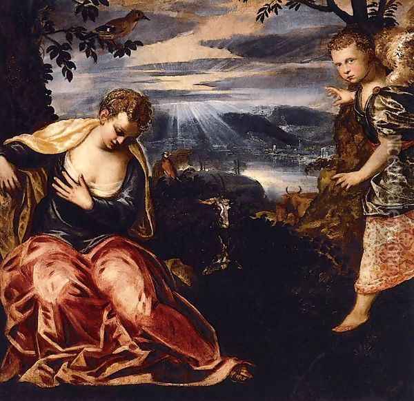 The Annunciation to Manoah's Wife 2 Oil Painting - Jacopo Tintoretto (Robusti)