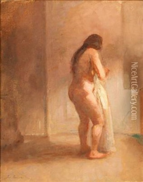 A Nude Woman Turned Backwards Oil Painting - Julius Paulsen