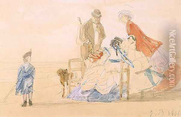 Plage de Trouville 1866 Oil Painting - Eugene Boudin