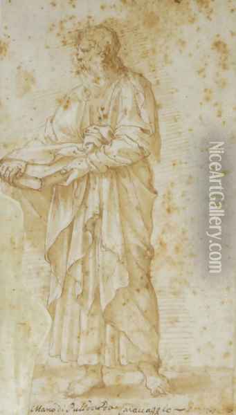 An evangelist Oil Painting - Giulio Pippi, Called Giulio Romano