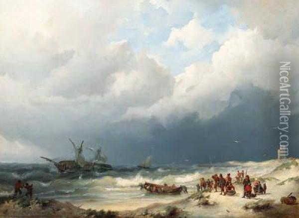 To The Rescue Oil Painting - Hermanus Koekkoek