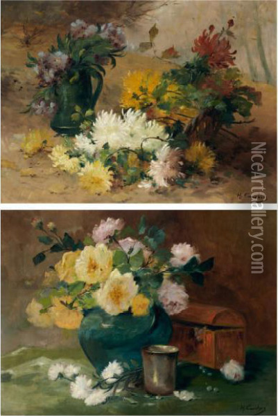Bouquet De Rosest Timbale Oil Painting - Eugene Henri Cauchois