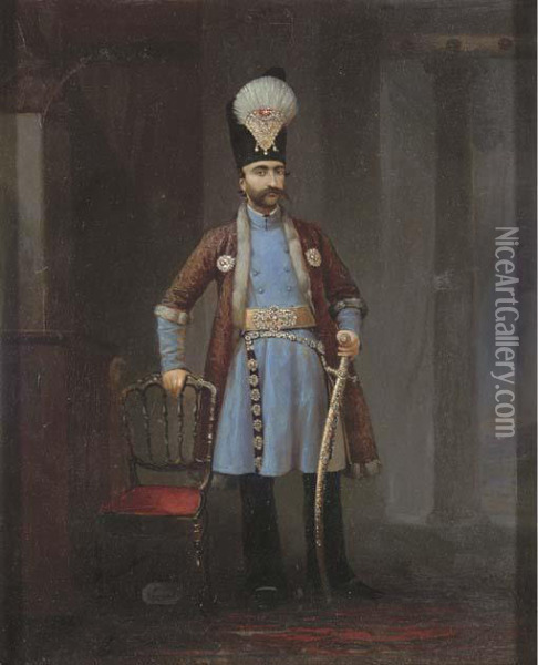 European Artist Oil Painting - Nasir Al-Din Shah