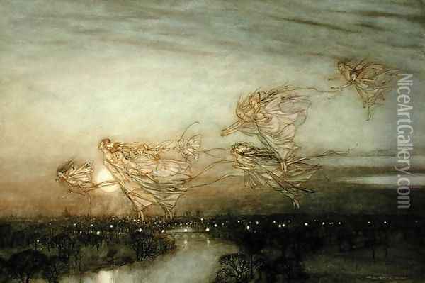 Twilight Dreams, 1913 Oil Painting - Arthur Rackham