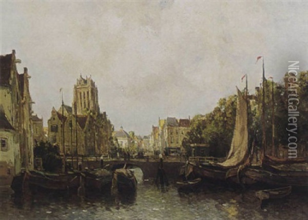 A View Of Dordrecht Oil Painting - Gerard Delfgaauw