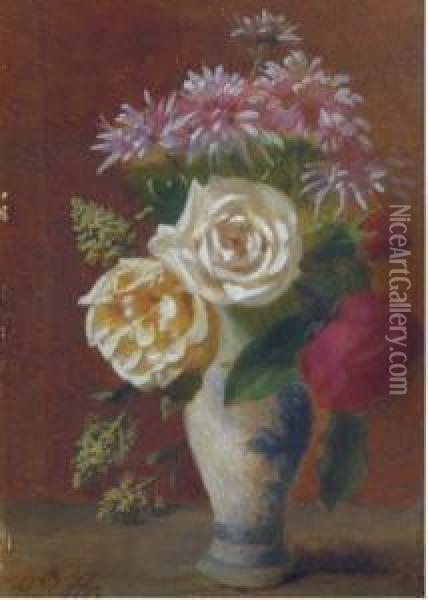 A Mixed Bouquet Oil Painting - Henri Robbe