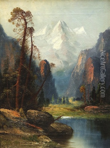 Study - Yosemite Valley Oil Painting - Frederick Ferdinand Schafer
