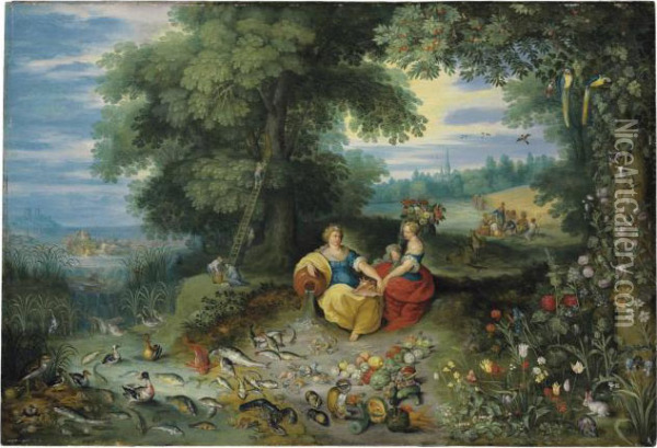 An Allegory Of Water And Earth Oil Painting - Jan Brueghel the Younger