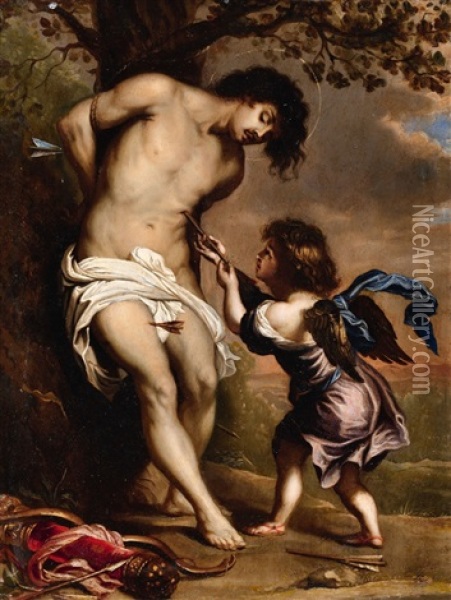 Saint Sebastian And An Angel Oil Painting - Gerard Seghers