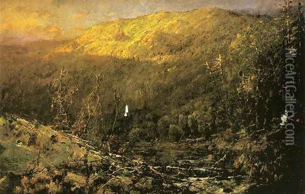 A Wooded Mountain Landscape Oil Painting - William Louis Sonntag