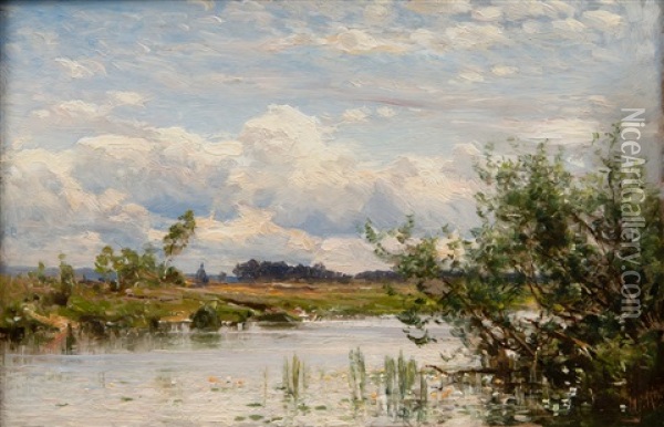 By The River Oil Painting - Magnus Hjalmar Munsterhjelm