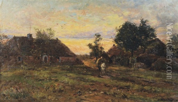 La Boerenstraat A Mol-sluis Oil Painting - Franz Courtens