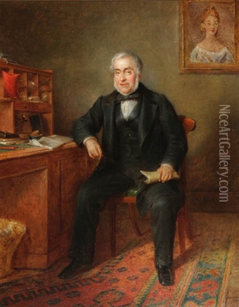 Gentleman At His Desk Oil Painting - Edward Hughes