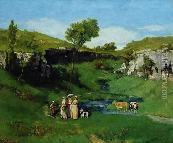 The Village Maidens, 1851 Oil Painting - Gustave Courbet