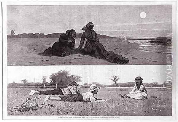 Flirting on the Seashore and on the Meadow Oil Painting - Winslow Homer