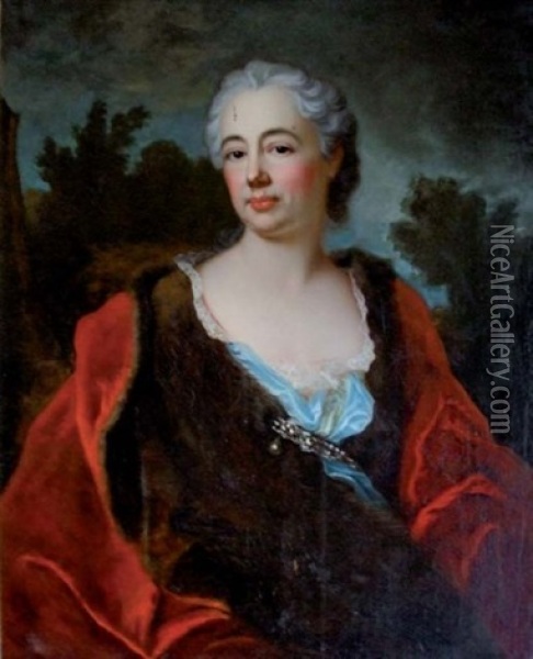 Portrait D'une Dame De Qualite Oil Painting - Nicolas de Largilliere