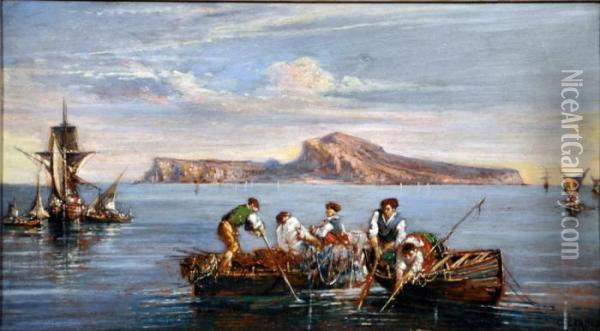 Pescatori A Capri Oil Painting - Consalvo Carelli