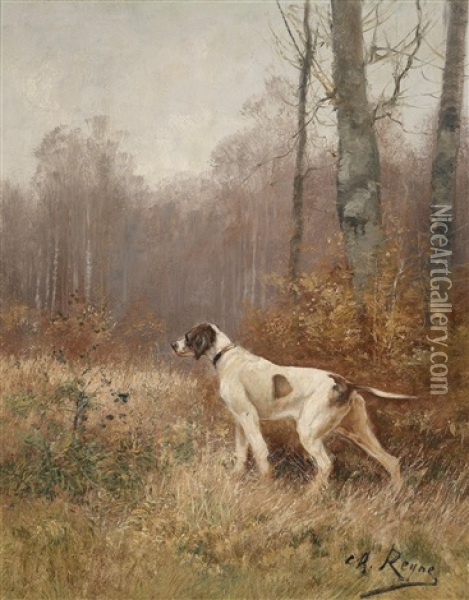 Vorstehhund Auf Einer Waldlichtung Oil Painting - Charles Andre Reyne