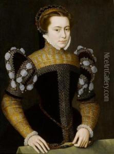Portrait Of A Lady, Probably Margarethe Of Parma Oil Painting - Giacomo Antonio Moro