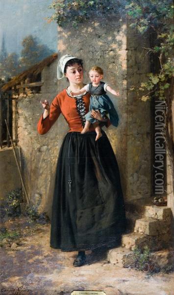 Moeder En Kind Oil Painting - Pierre Jean Edmond Castan