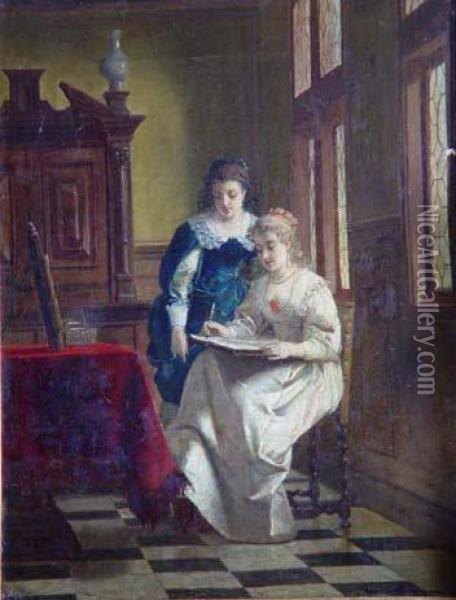 La Jeune Dessinatrice Oil Painting - Franz Moormans