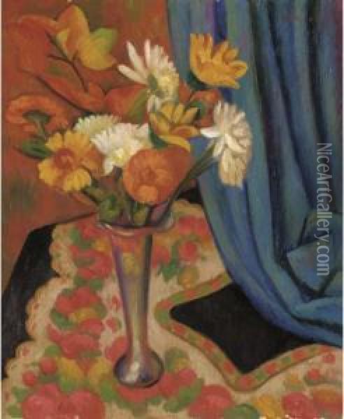 The Silver Vase Oil Painting - Mark Gertler