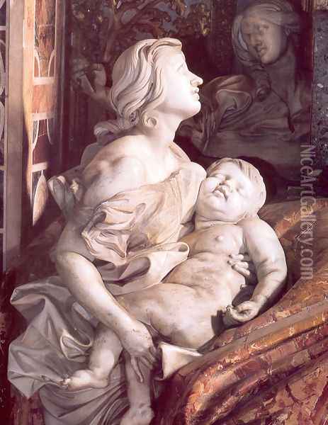 Tomb of Pope Alexander VII [detail of Charity] Oil Painting - Gian Lorenzo Bernini