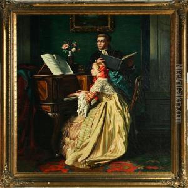 Rococo Interior Oil Painting - Jean Carolus