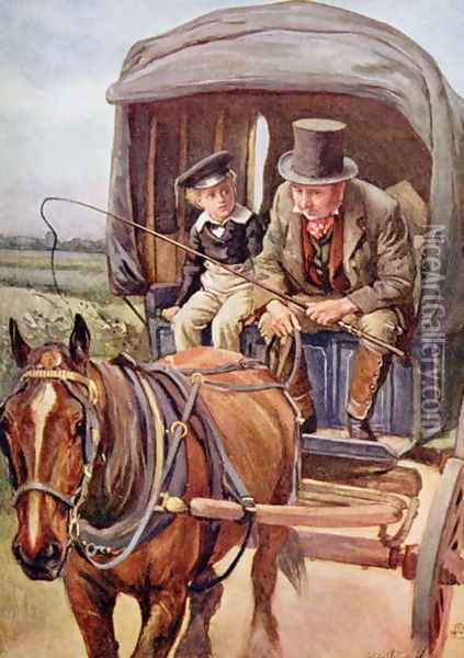 Banks Drives David to Yarmouth, 1924 Oil Painting - Harold Copping