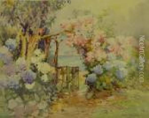 The Cliff Garden Paignton Oil Painting - Harry Wanless