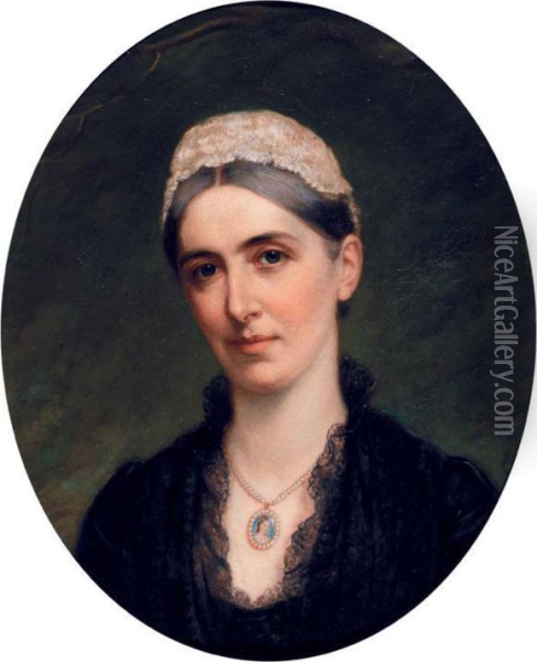 Portrait Of Anna Maria Elizabeth Southwell, Lady Brabourne (died1889) Oil Painting - Henry Richard, Hon. Graves