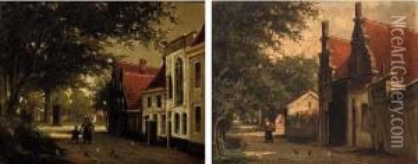 Enkhuizen; And Alkmaar Oil Painting - Johannes Jacobus Mittertreiner